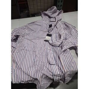 Meryll Rogge-Deconstructed Men's Shirt w/Hood-Striped Shirting Red/Blue- LG